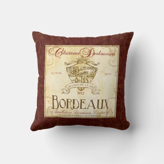ヴィンテージのフランスワインのラベルの芸術の枕 クッション (裏面)