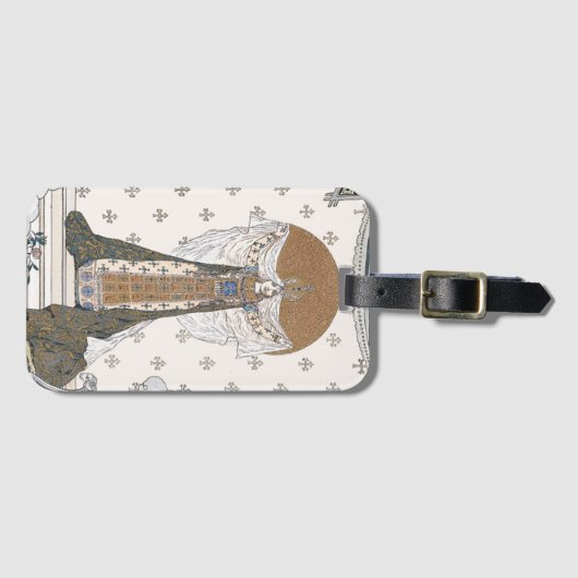 ヴィンテージのフランス人のアールヌーボーEsclarmondeオペラ ラゲッジタグ (正面横)