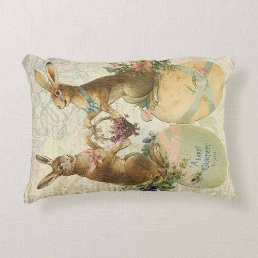 ヴィンテージのフランス人のイースターのウサギ アクセントクッション (正面)