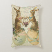 ヴィンテージのフランス人のイースターのウサギ アクセントクッション (正面(垂直))