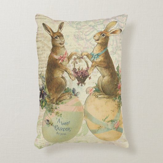 ヴィンテージのフランス人のイースターのウサギ アクセントクッション (正面(垂直))