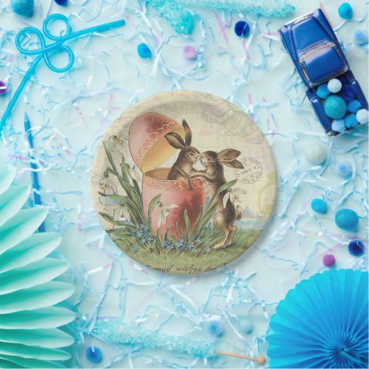 ヴィンテージのフランス人のイースターのウサギ ペーパープレート (パーティー)