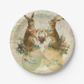 ヴィンテージのフランス人のイースターのウサギ ペーパープレート (正面)