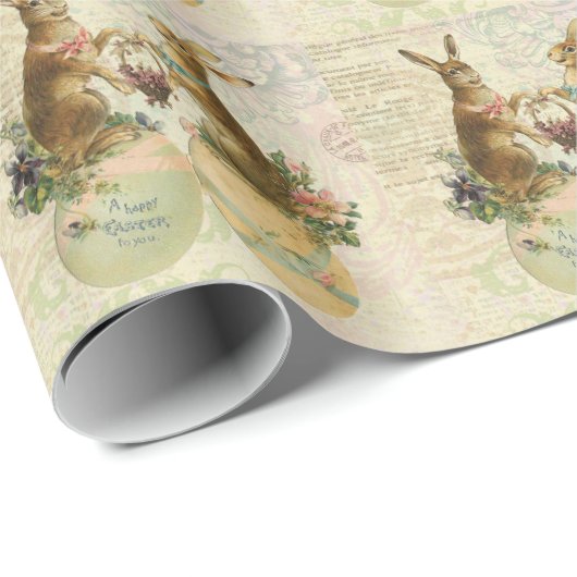 ヴィンテージのフランス人のイースターのウサギ ラッピングペーパー (ロールコーナー)