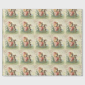 ヴィンテージのフランス人のイースターのウサギ ラッピングペーパー (フラット)