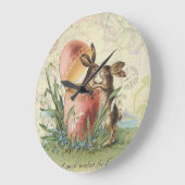 ヴィンテージのフランス人のイースターのウサギ ラージ壁時計 (傾斜)