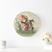 ヴィンテージのフランス人のイースターのウサギ ラージ壁時計 (ホーム)