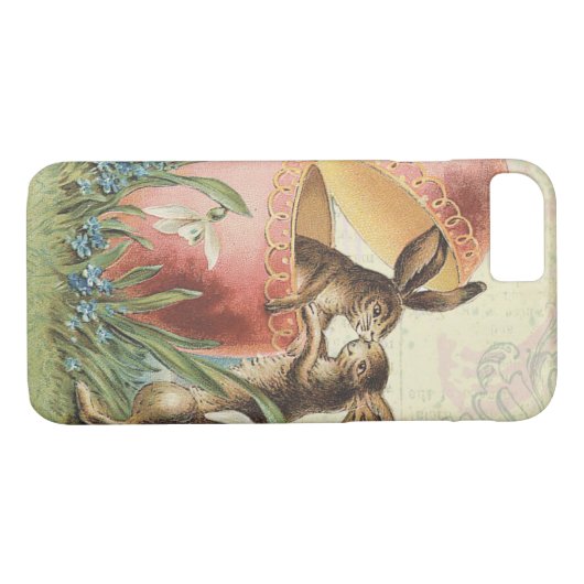 ヴィンテージのフランス人のイースターのウサギ Case-Mate iPhoneケース (裏面(横))