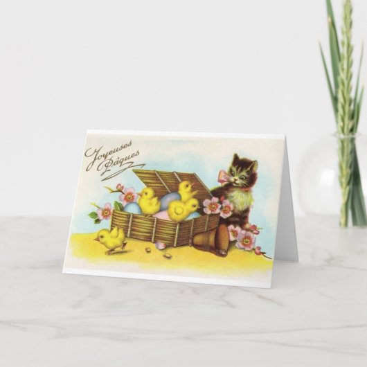 ヴィンテージのフランス人のイースターJoyeuses Pâquesカード シーズンカード (正面)