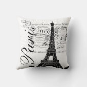 ヴィンテージのフランス人のエッフェル塔のイラストレーションの枕 クッション (裏面)
