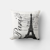 ヴィンテージのフランス人のエッフェル塔のイラストレーションの枕 クッション (正面)