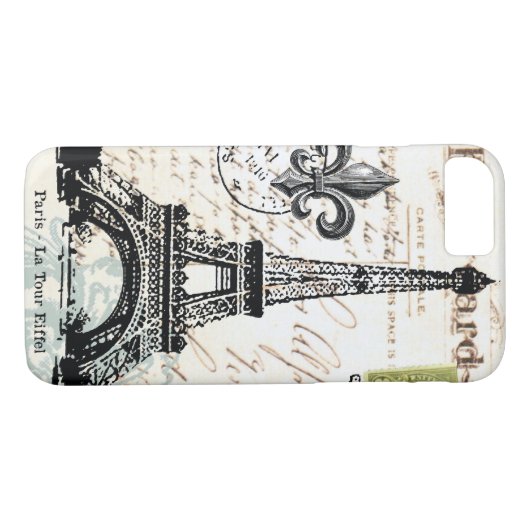 ヴィンテージのフランス人のエッフェル塔のiPhone 7の場合 Case-Mate iPhoneケース (裏面(横))