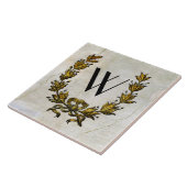 ヴィンテージのフランス人のスタイルのリースおよびモノグラム タイル (側面)