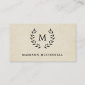 ヴィンテージのフランス人のスタイルのリースおよびモノグラム 名刺 (正面)