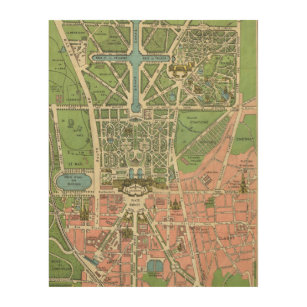 ヴィンテージのフランス人のバーセイルズのイラストレーションの地図 ウッドウォールアート