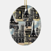 ヴィンテージのフランス人のパリ旅行コラージュのエッフェル塔 セラミックオーナメント (右)