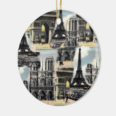 ヴィンテージのフランス人のパリ旅行コラージュのエッフェル塔 セラミックオーナメント (左)
