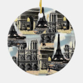 ヴィンテージのフランス人のパリ旅行コラージュのエッフェル塔 セラミックオーナメント (裏面)