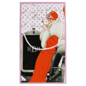 ヴィンテージのフランス人のファッションのイラストレーションの20年代のフラッパー スモールペーパーバッグ (裏面)