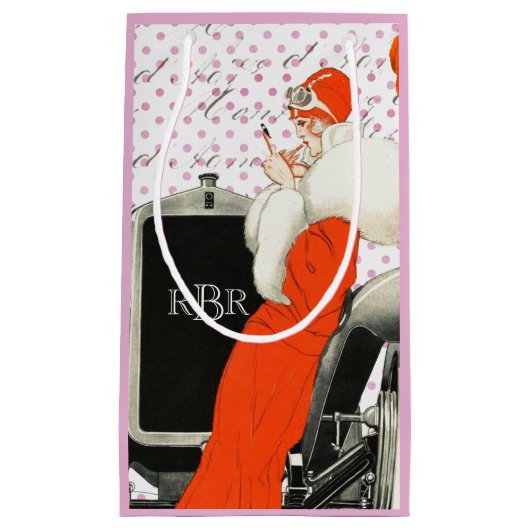 ヴィンテージのフランス人のファッションのイラストレーションの20年代のフラッパー スモールペーパーバッグ (正面)