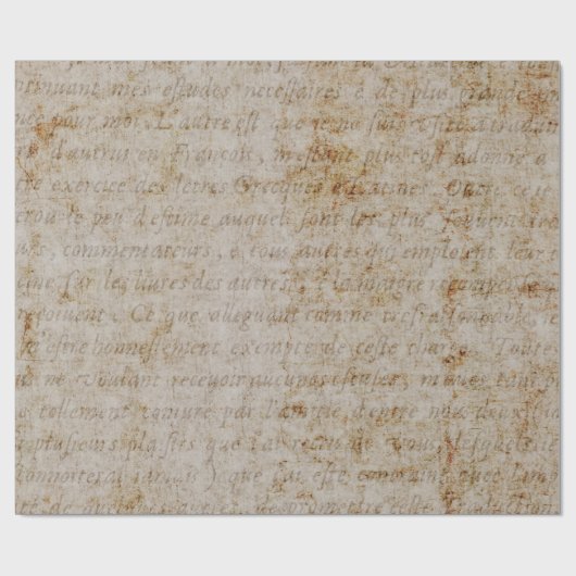 ヴィンテージのフランス人のブラウンタンの文字の古い硫酸紙 ラッピングペーパー (フラット)