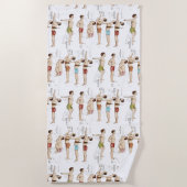 ヴィンテージのフランス人の泳ぐ人を泳ぐ方法 ビーチタオル (正面)