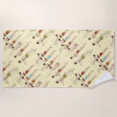 ヴィンテージのフランス人の泳ぐ人を泳ぐ方法 ビーチタオル (正面)