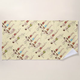 ヴィンテージのフランス人の泳ぐ人を泳ぐ方法 ビーチタオル