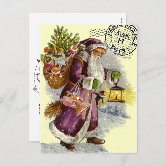 ヴィンテージのフランス人の"le peree Noell"クリスマスイブ シーズンポストカード (正面/裏面)