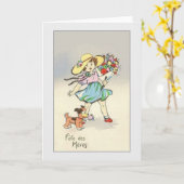 ヴィンテージのフランス人のFête des Mèresの母の日カード カード (黄色い花)