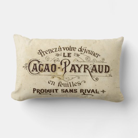 ヴィンテージのフランス人チョコレート ランバークッション (正面)