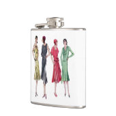 ヴィンテージのフランス人1929のファッションのイラストレーションのフラスコ フラスク (左)