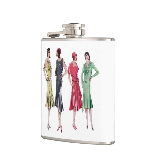 ヴィンテージのフランス人1929のファッションのイラストレーションのフラスコ フラスク (左)