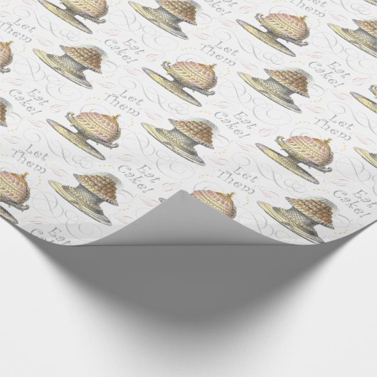 ヴィンテージのフランス語はそれらがケーキの結婚式の誕生日を食べるようにしました ラッピングペーパー (角)