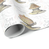 ヴィンテージのフランス語はそれらがケーキの結婚式の誕生日を食べるようにしました ラッピングペーパー (ロールコーナー)