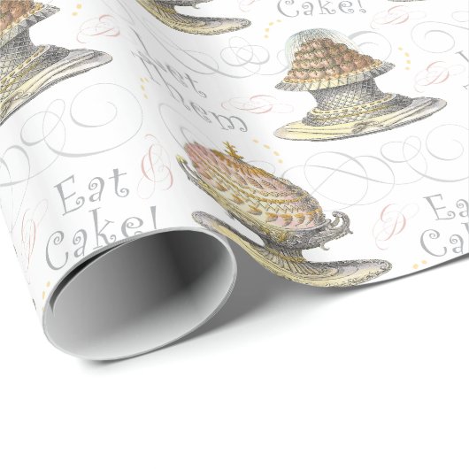 ヴィンテージのフランス語はそれらがケーキの結婚式の誕生日を食べるようにしました ラッピングペーパー (ロールコーナー)