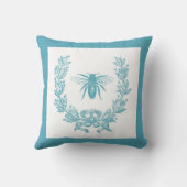 ヴィンテージのフランス語は蜂と20 x 20"を枕ティール（緑がかった色）包みます クッション (裏面)