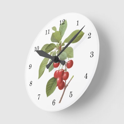 ヴィンテージのフルーツのさくらんぼの食糧、Redoute著さくらんぼ ラウンド壁時計 (傾斜)