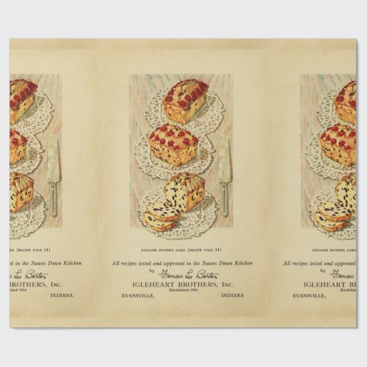 ヴィンテージのフルーツのケーキのイラストレーション ラッピングペーパー (フラット)