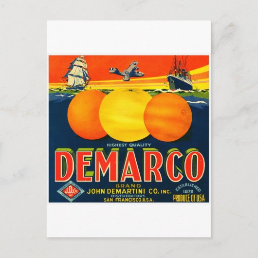 ヴィンテージのフルーツの木枠のラベル ポストカード (正面)