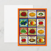 ヴィンテージのフルーツの野菜のラベルの空白のなパーティの招待状 招待状 (正面/裏面)