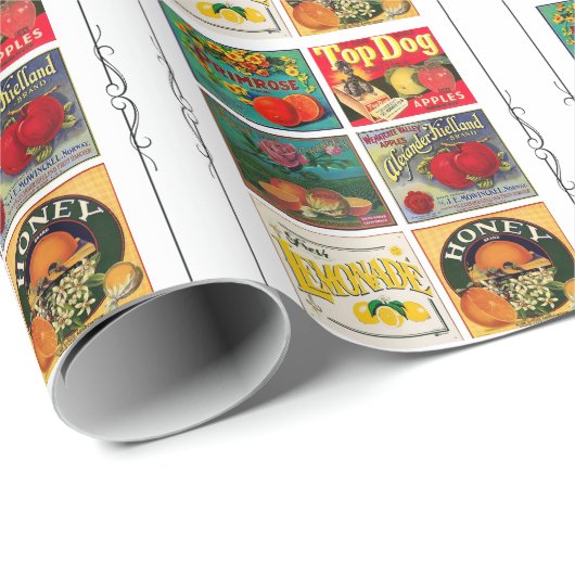 ヴィンテージのフルーツ広告包装紙 ラッピングペーパー (ロールコーナー)