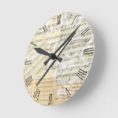 ヴィンテージのフルート音楽時計 ラウンド壁時計 (傾斜)