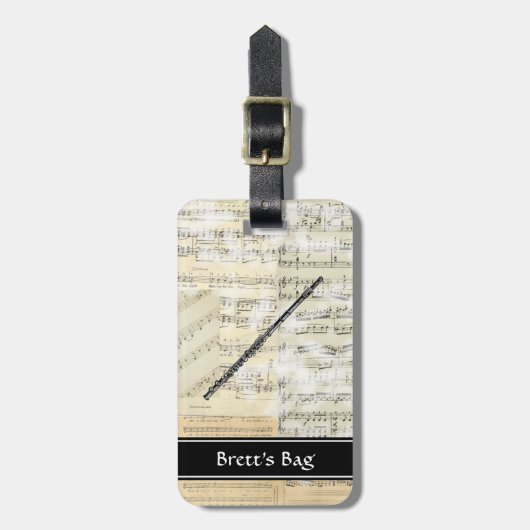 ヴィンテージのフルート音楽荷物のラベル ラゲッジタグ (正面縦)