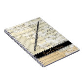 ヴィンテージのフルート音楽螺線形ノート ノートブック (右側)