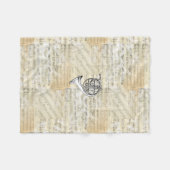 ヴィンテージのフレンチ・ホルンの楽譜のフリースブランケット フリースブランケット (正面(横))