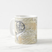 ヴィンテージのフレンチ・ホルン音楽マグ コーヒーマグカップ (正面左)