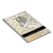 ヴィンテージのフレンチ・ホルン音楽螺線形ノート ノートブック (右側)