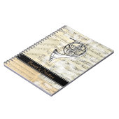 ヴィンテージのフレンチ・ホルン音楽螺線形ノート ノートブック (左側)