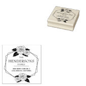 ヴィンテージのフレーム付き白モダンバラ ラバースタンプ (押印)